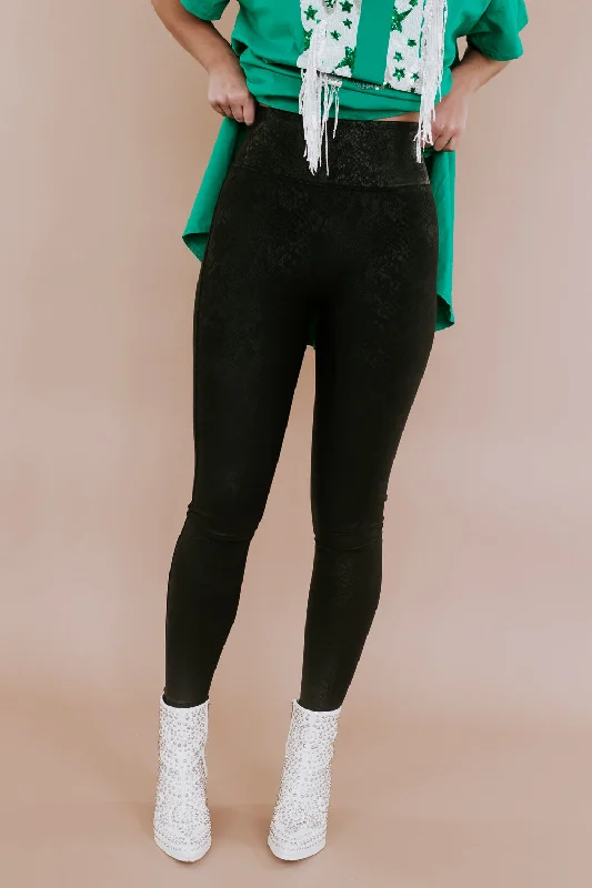 SPANX: Faux Leather Legging, Snake Trendy Cut-Out Activewear Leggings