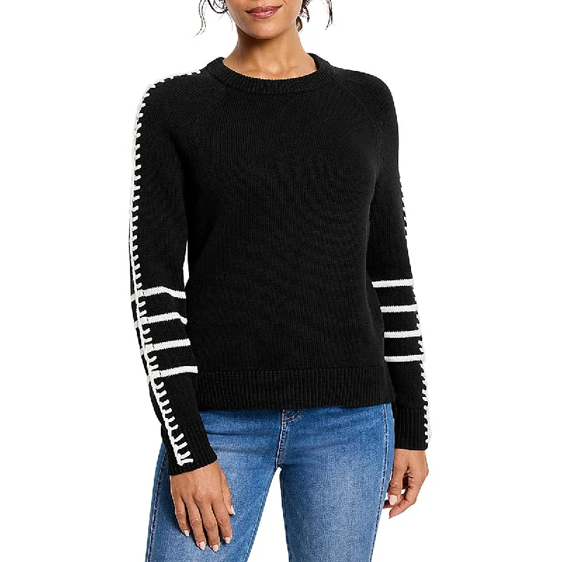 Nic + Zoe Womens Petites Cotton Blend Knit Crewneck Sweater Jersey Fabric Tulle Fabric Batik Fabric Nic + Zoe Womens Petites Cotton Blend Knit Crewneck Sweater Jersey Fabric Tulle Fabric Batik Fabric