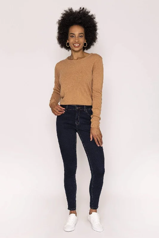 High Waist Denim Jeans in Indigo Stylish Acid-Wash Jeans