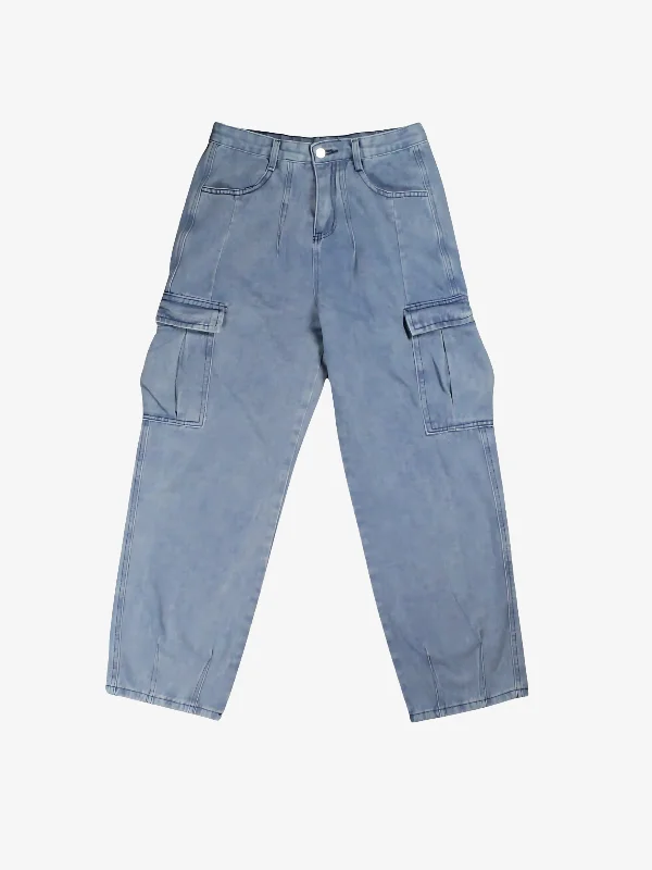 KG Retro Wide Leg Washed Jeans Fashionable Raw Edge Jeans