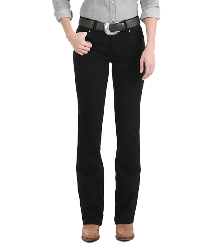 Wrangler Women's Mid Rise Black Jeans Comfortable Straight-Legged Denim