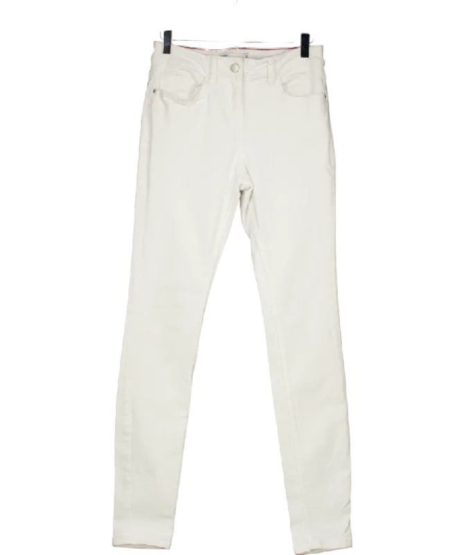 Next White Skinny Mid Rise Jeans Long UK 8 Fashionable White Denim Jeans