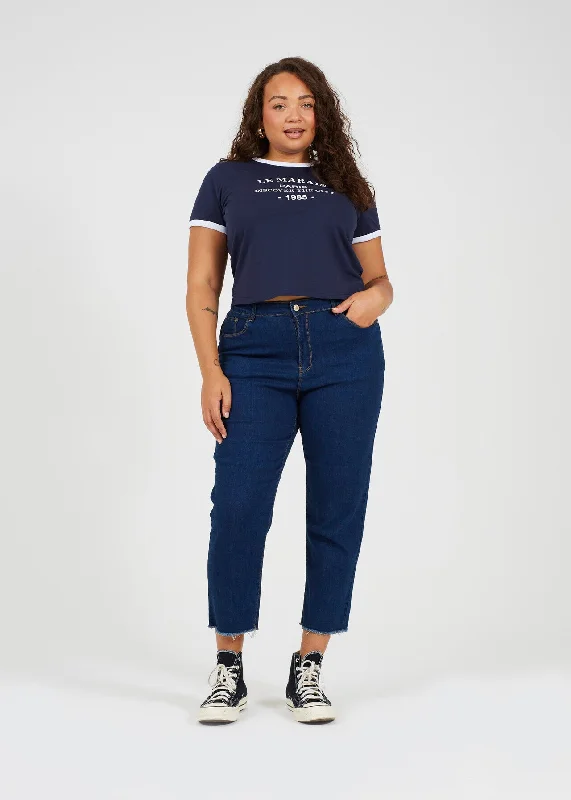PLUS SIZE LIGHT BLUE DENIM CROPPED MOM JEANS Trendy Plus Size Jeans