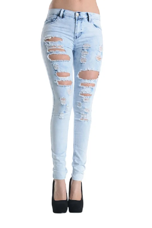Washed Destroyed Skinny Jeans Classic Black Denim Jeans